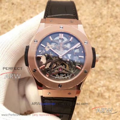 TF Factory Hublot Classic Fusion Ultra-Thin Skeleton Tourbillon Rose Gold Case 45mm Hub6010 Watch